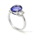 Tanzanite Bague à doigt 925 bijoux en argent